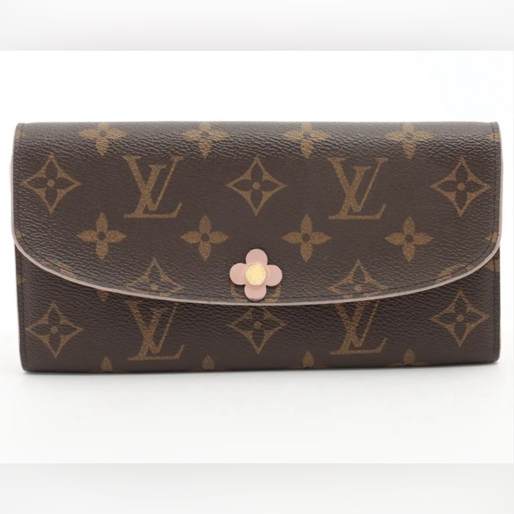 Louis Vuitton Monogram Bloom Flower Portefeuille Emilile Wallet Pink M64202